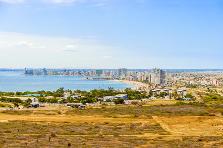 Panoramic aerial view at the main beaches in Salinas, Ecuador.の写真素材