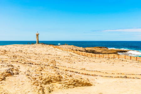 Salinas, Ecuador - April 14, 2016: The lighthouse at La Chocolatera, the point of land that sticks furthest out into the Pacific Ocean from Ecuador.のeditorial素材