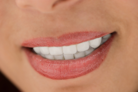 Close up of the women smile with white teethの写真素材
