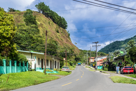 Boquete, Panama - November 20, 2015: Road in the city of Boquete in Panama.のeditorial素材