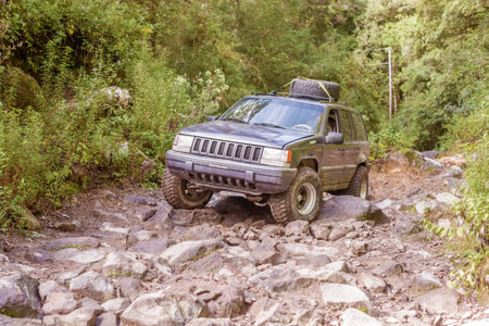 Volcano Baru, Panama - November 20, 2015: modified car running tourists on a trail to the top of...