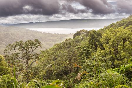 Laguna de Arenal as viewed from the hill at Rancho Margot in Costa Ricaの写真素材