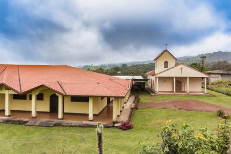 Iglesia de Vara Blanca the catholic church at the road 126, Heredia Province, Costa Ricaのeditorial素材