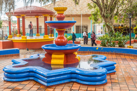 Valle de Angeles, Honduras - November 26, 2016: Fountain in Central Park in touristic town Valle de Angels in Honduras. It used to be old Spanish mining town.のeditorial素材
