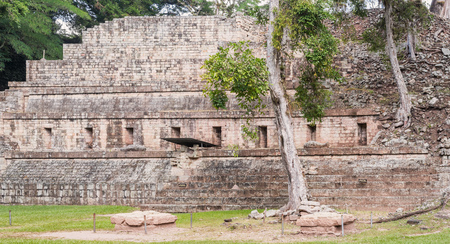 UNESCO world heritage site, famous Mayan site in Copan Ruinas, Honduras, Old stone buildings.の写真素材