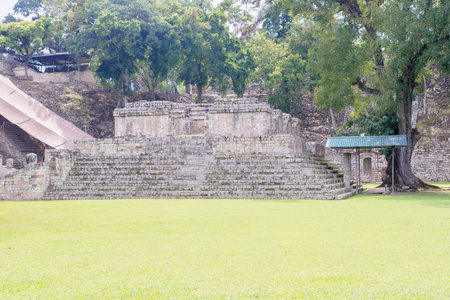 famous Mayan site in Copan Ruinas, Honduras, Old stone buildings.の写真素材