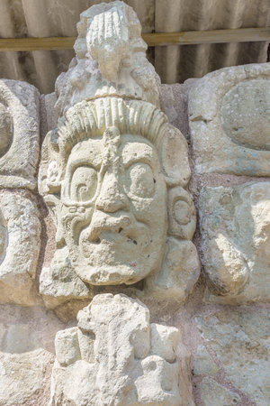 famous Mayan site in Copan Ruinas, Honduras. Carved stones at Copan Ruinas site.