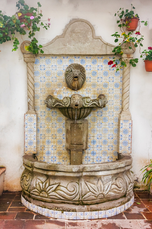Decorative drinking water fountain located in hotel Puente Viejo in Jalapa, Guatemala.の写真素材