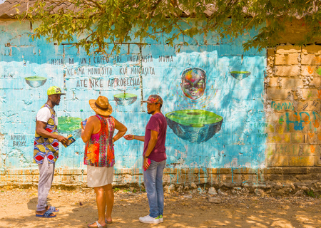 San Basilio de Palenque, Colombia - March 25, 2017: It is the first place in America where free Africans were living as it was in 1691 Spanish Crown issued a Royal Decree, guaranteeing freedom to the Palenque de San Basilio Africans.のeditorial素材