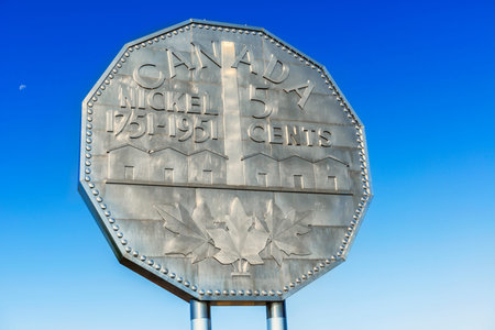 Sudbury, Canada - August 13, 2017: Nickel monument in Sudbury, Ontario, Canada.のeditorial素材