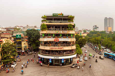 Hanoi, Vietnam - October 27, 2017: Aerial view at main square in Hanoi old quarters.のeditorial素材