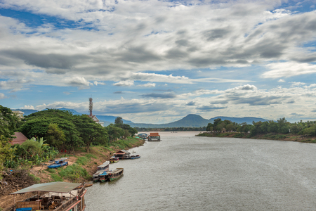 From the bridge in Pakse in Laos overlooking Xe Don river one of the tributary of the Mekong river.の写真素材