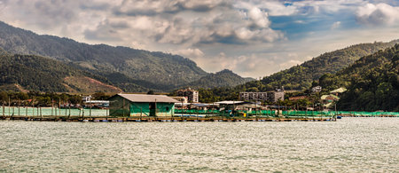 Panoramic view at the coast line of Penang, Malaysia.