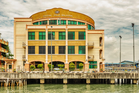 George Town, Penang, Malaysia - Dec 9, 2017: Facade of the customs building at the pier in the harbor, George Town, Malaysiaのeditorial素材