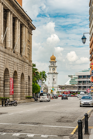 George Town, Penang, Malaysia - Dec 9, 2017: Traffic around Jubilee Clock Tower, in Penang, Malaysia. It is Moorish style Jubilee clocktower, to commemorate Queen Victoria 1897 Diamond Jubilee.のeditorial素材