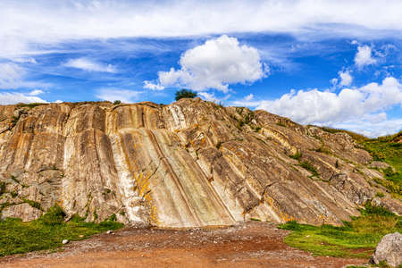 Cusco original playground of the Inca at Sacsayhuaman at Incan ruins of Sacsayhuaman in Cusco, Peru.の写真素材