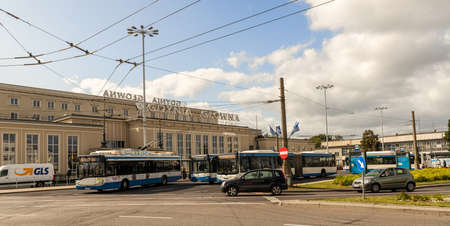 Gdynia, Poland - September 16, 2019: View at the street in front of the main railway station in Gdynia, Poland.の写真素材