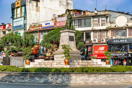 Kathmandu, Nepal - October 10, 2018: Monument on the roundabout in Kathmandu, Nepalのeditorial素材