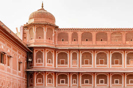 Facade of the buildings in The courtyard of Jaipur City Palace, Jaipur, Rajasthan, Indiaのeditorial素材