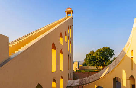 View at the Observation deck of The Giant Sundial, Samrat Yantra, The Supreme Instrument, at The Observatory in Jaipur, Rajasthan, Indiaのeditorial素材