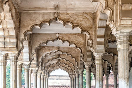 Sightseeing buildings in Agra Fort, palace build in 16th century was a capital of Mughal Empire in 16th and 17th century in Agra, India.のeditorial素材