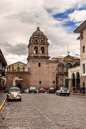 Cusco, Peru â April 2, 2019. View at the Church and Convent of Our Lady of Mercy, Iglesia de La Merced, in the center of the Cusco city in Peruのeditorial素材