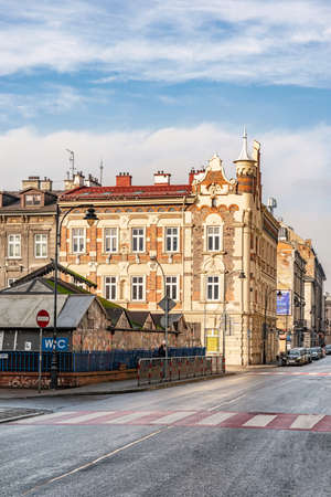 Cracow, Poland - Feb 3, 2019: View at the historic buildings in old town in Cracow, Polandのeditorial素材