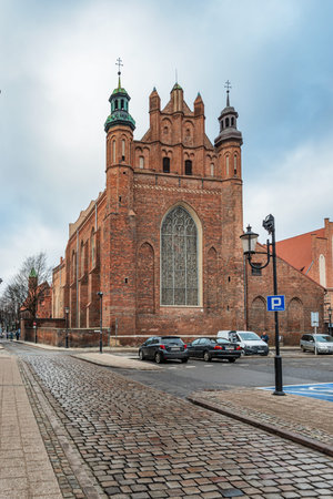 Gdansk, Poland - Feb 14, 2019: View at the  back of St Joseph Church in Gdansk, Poland