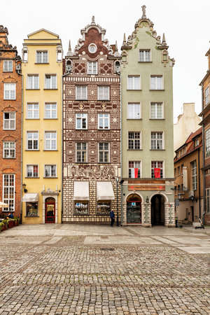 Gdansk, Poland â September 23, 2019: View at the historic houses in the old town of Gdansk city, Poland.のeditorial素材