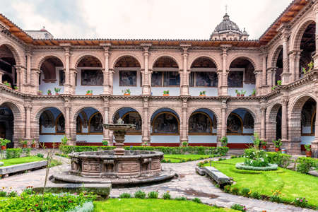 Cusco, Peru - April 3, 2019: Courtyard of Convent of Order of Our Lady of Mercy located in Plaza Espinar, in the historic center of the Cusco city, Peru.のeditorial素材