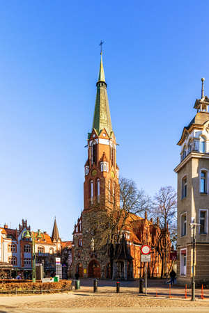 Sopot, Feb 16, 2019:  View at St. George Roman Catholic Church in Sopot. Built in 1901 in Neo Gothic style. It is the landmark buildings in Sopot, Polandのeditorial素材