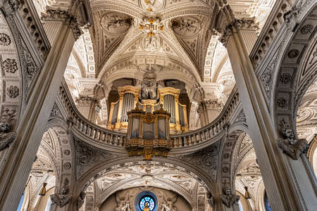 View at the interior of St. Andreas Kirche, Saint Andrews church, Duesseldorf, Germanyのeditorial素材