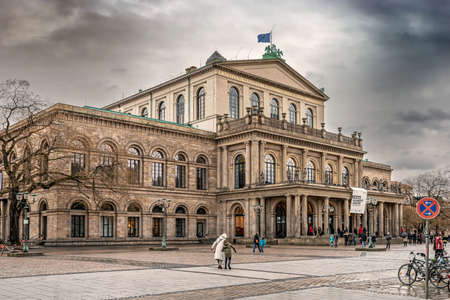 Hannover, Germany - Jan 27, 2019: View at Hannover opera house is a Neo Classical style building in the centre of the city, Germany.のeditorial素材