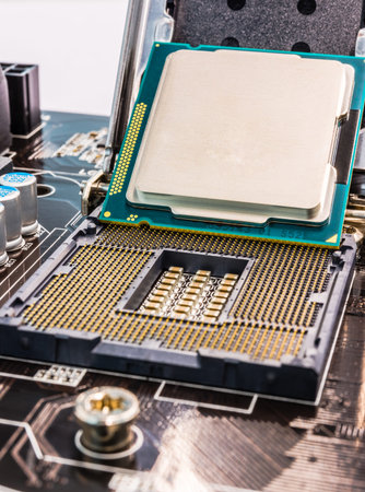 Main socket of the computer with processor
