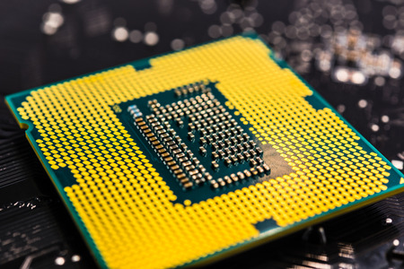 Microchip on the system boardの写真素材