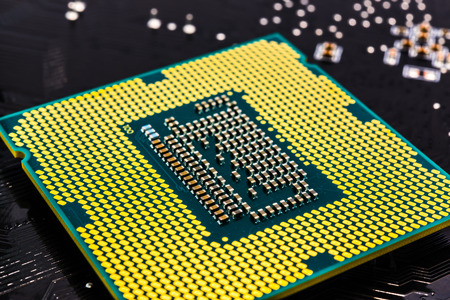 Microchip on the system boardの写真素材