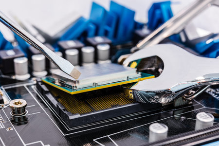 Repair of the computer with two toolsの写真素材