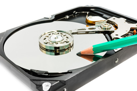 Writing the data on hard disc driveの写真素材