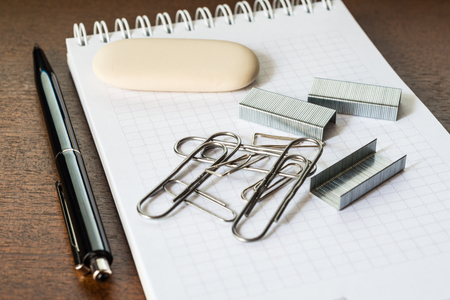 Stationery on the deskの写真素材