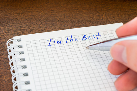 I am the best, sign in the notebookの写真素材