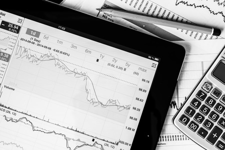 Work in stock exchange, calculate of incomeの写真素材