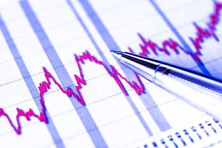 Stock graphic, stock market crash. In blue tonesの写真素材