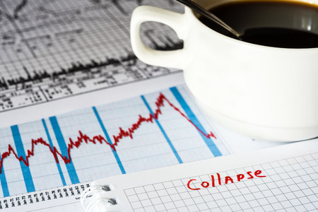 Stock market crash, collapse of quotationsの写真素材