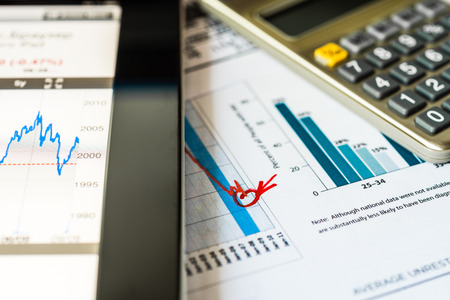 Stock market decline, analysis of the market dataの写真素材