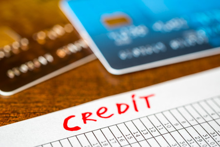 To pay for the credit, payment cards and payment sheet on the tableの写真素材