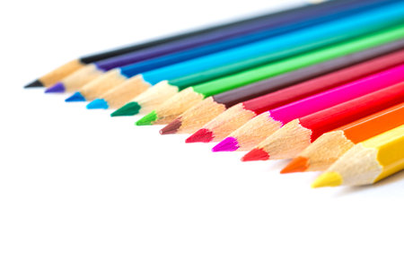 Colored pencils on an isolated backgroundの写真素材