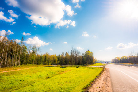 Midday sun on country roads. In soft tonesの写真素材