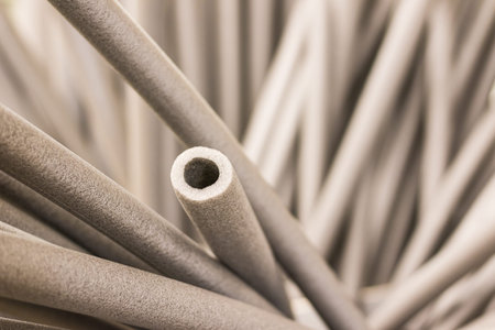Foam tubes in the warehouseの写真素材