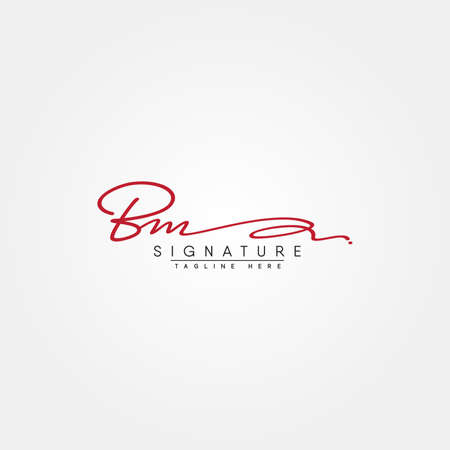 BM Signature Logo - Handwritten Logo for Initial Letter B and Mのイラスト素材