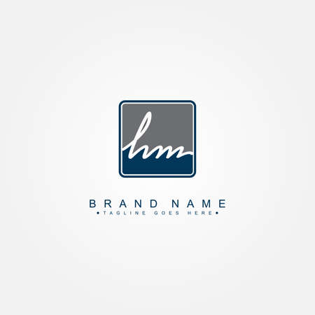 Business Logo for Initial Letter HM - Handwritten Signature Logoのイラスト素材